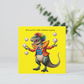 Jongleren T-rex in clown outfit Kaart (Staand voorkant)
