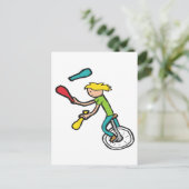Jonglerend op een eenwieler briefkaart (Staand voorkant)
