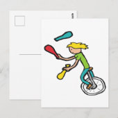 Jonglerend op een eenwieler briefkaart (Voorkant / Achterkant)