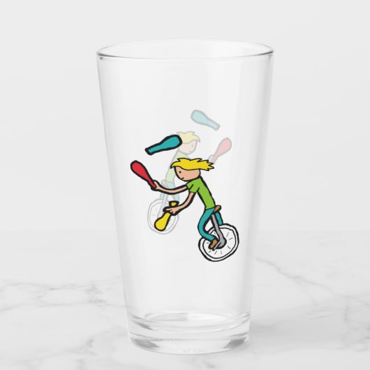 Jonglerend op een eenwieler glas (Voorkant)