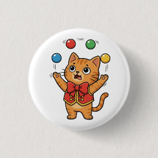 Jonglerende Kat Circus Knop Ronde Button 3,2 Cm
