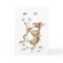 Jonglerende Konijn Pasen Kaart