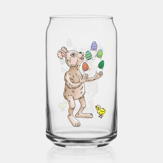 Jonglerende Paashaas Blikvorm Glas (Voorkant)