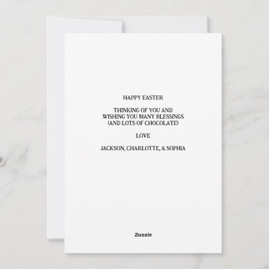 Jonglerende Paashaas Feestdagenkaart (Achterkant)