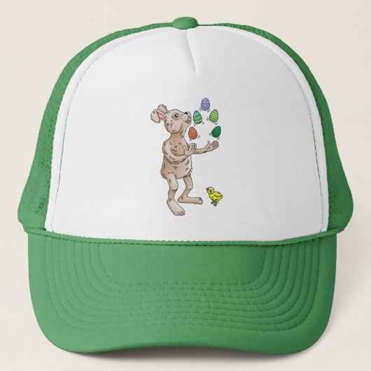 Jonglerende Paashaas Trucker Pet (Voorkant)