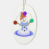 Jonglerende Sneeuwman Keramisch Ornament (Links)