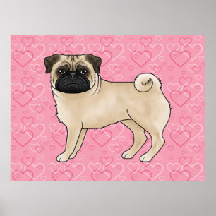 Jongleur Pugs Hond Cartoon Mops Liefde Hart Patroo Poster