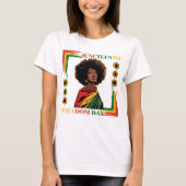 Jongste Afro-vrouw gedrapeerd in vrijheidsvlag T-shirt (Voorkant)