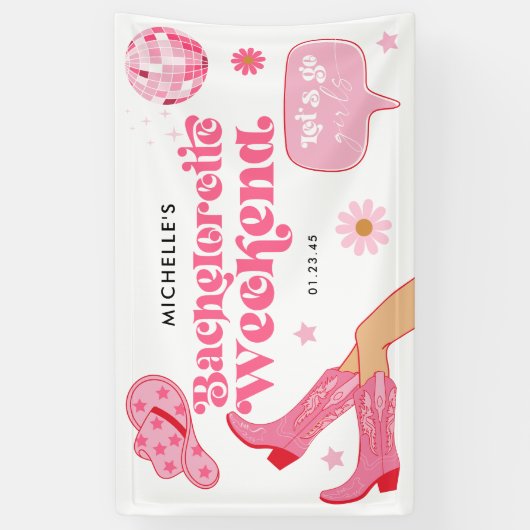 Jongste Disco Rodeo Bachelorette Feest Spandoek (Verticaal)