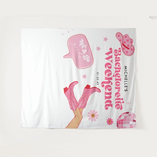 Jongste Disco Rodeo Bachelorette Feest Wandkleed (Voorkant (horizontaal))