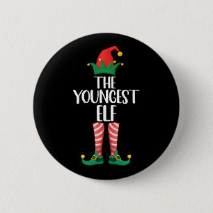 Jongste Elf bijpassend gezinskerstfeest Ronde Button 5,7 Cm
