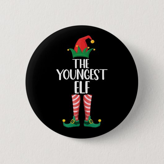 Jongste Elf bijpassend gezinskerstfeest Ronde Button 5,7 Cm (Voorkant)