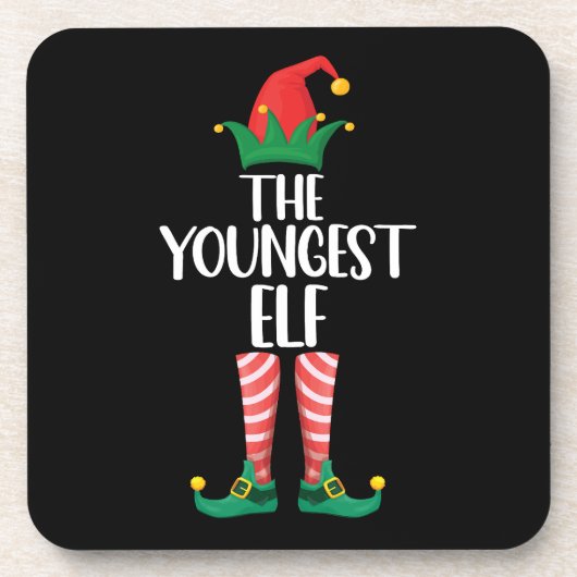 Jongste Elf bijpassende gezinskerstfeest Bier Onderzetter (Voorkant)