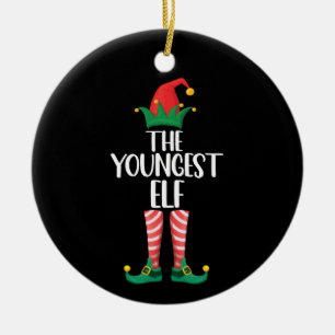 Jongste Elf bijpassende gezinskerstfeest Keramisch Ornament