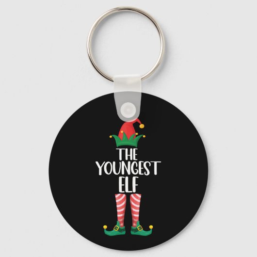 Jongste Elf bijpassende gezinskerstfeest Sleutelhanger (Voorkant)