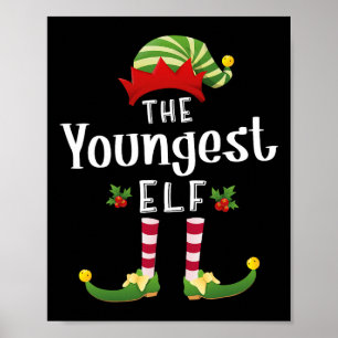 Jongste Kerstelf Matching Pyjama Kerstfeest Poster