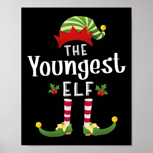 Jongste Kerstelf Matching Pyjama Kerstfeest Poster (Voorkant)