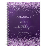 Jongste verjaardag paarse glitter naam notitieboek (Voorkant)