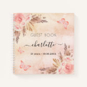 Jongste verjaardag roos blush vlinder notitieboek (Voorkant)