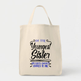 Jongste zus regels niet van toepassing op mij, bro tote bag