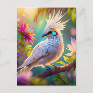 Jongvolwassen Kuifbloesem Veer Duif Fantasie Vogel Briefkaart