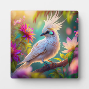 Jongvolwassen Kuifbloesem Veer Duif Fantasie Vogel Fotoplaat