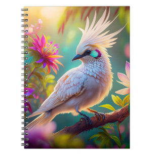 Jongvolwassen Kuifbloesem Veer Duif Fantasie Vogel Notitieboek