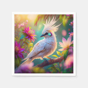 Jongvolwassen Kuifbloesem Veer Duif Fantasie Vogel Servet