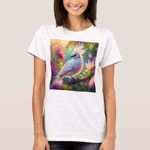 Jongvolwassen Kuifbloesem Veer Duif Fantasie Vogel T-shirt
