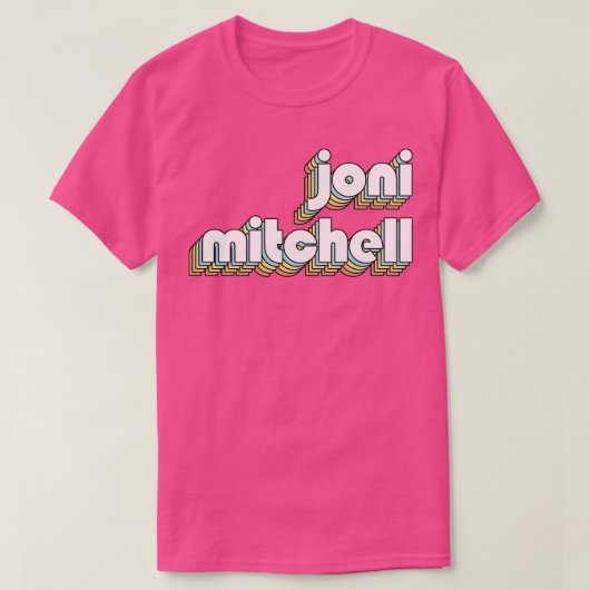 Joni Mitchell Retro Rainbow Typography Vervaagde s T-shirt (Design voorkant)