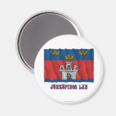 Jönköpings län zwaaiende vlag met naam magneet (Voorkant / Achterkant)