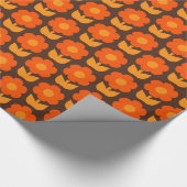 Jonnty Flowers Retro 70s Bloemmotief Sinaasappel Cadeaupapier (Hoek)