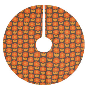 Jonnty Flowers Retro 70s Bloemmotief Sinaasappel Kerstboom Rok