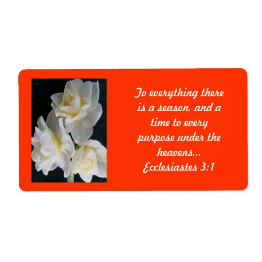 Jonquil Flower - Ecclesiastes 3:1 Etiket (Voorkant)