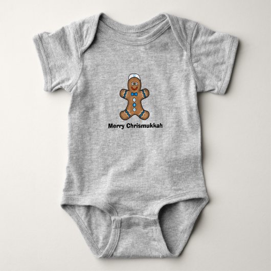 Joods Babyshirtje met de vorm van een peperkoekman Romper (Voorkant)