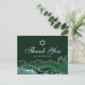 Joods Bar Mitzvah Groen Goud Bedankt Briefkaart (Staand voorkant)