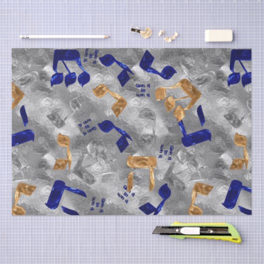 Joods-Hammered-Dreidel-Letters-Weefpapier Tissuepapier (Craft)