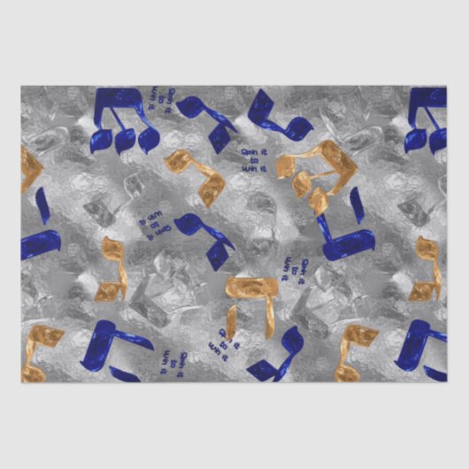 Joods-Hammered-Dreidel-Letters-Weefpapier Tissuepapier (Voorkant)