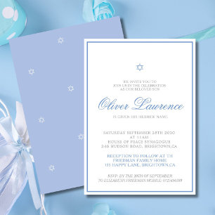 Joods Hebreeuws Jongen Naming Blue Uitnodiging