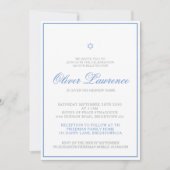 Joods Hebreeuws Jongen Naming Blue Uitnodiging (Voorkant)