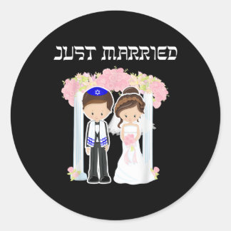 Joods huwelijk alleen gehuwd met Chuppah Bride Gro Ronde Sticker