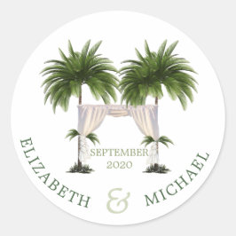 Joods huwelijk Chuppah Elegant modern palm Ronde Sticker