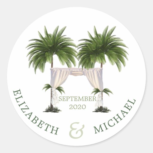 Joods huwelijk Chuppah Elegant modern palm Ronde Sticker (Voorkant)