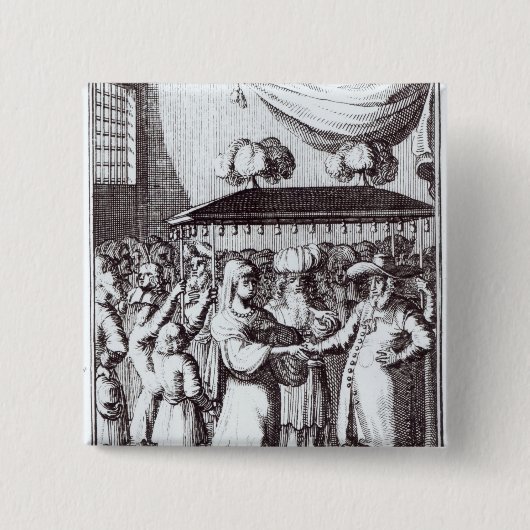 Joods huwelijk vierkante button 5,1 cm (Voorkant)