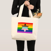 Joods Inclusive Pride Flag Canvas tas (Voorkant (product))