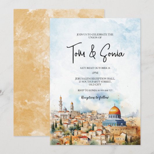 Joods Jeruzalem Bruiloft Bestemming Kaart (Voorkant / Achterkant)