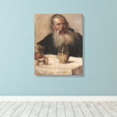 Joods Man Drink Wijn (door Olga Boznanska) Canvas Afdruk (Insitu (Houten vloer))