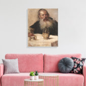 Joods Man Drink Wijn (door Olga Boznanska) Canvas Afdruk (Insitu (Woonkamer))