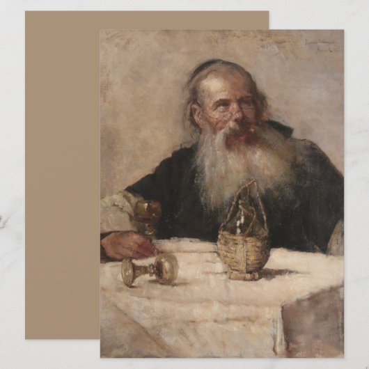 Joods Man Drink Wijn (door Olga Boznanska) Kaart (Voorkant / Achterkant)