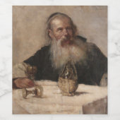 Joods Man Drink Wijn (door Olga Boznanska) Wijn Etiket (Enkel label)